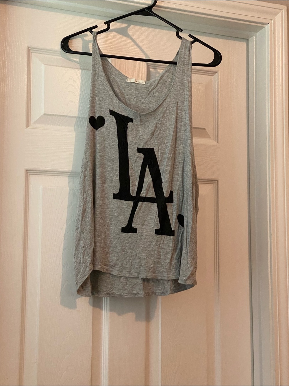 Michele Gray Tank Top with Black LA Graphic